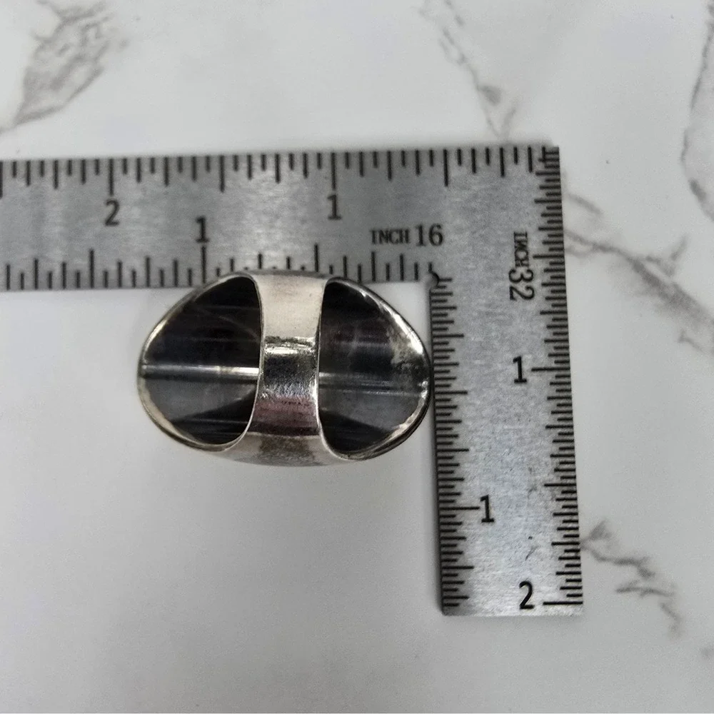 925 Sterling Silver Shield Ring Size 5.5 Minimalist Wide Tapered Band Statement